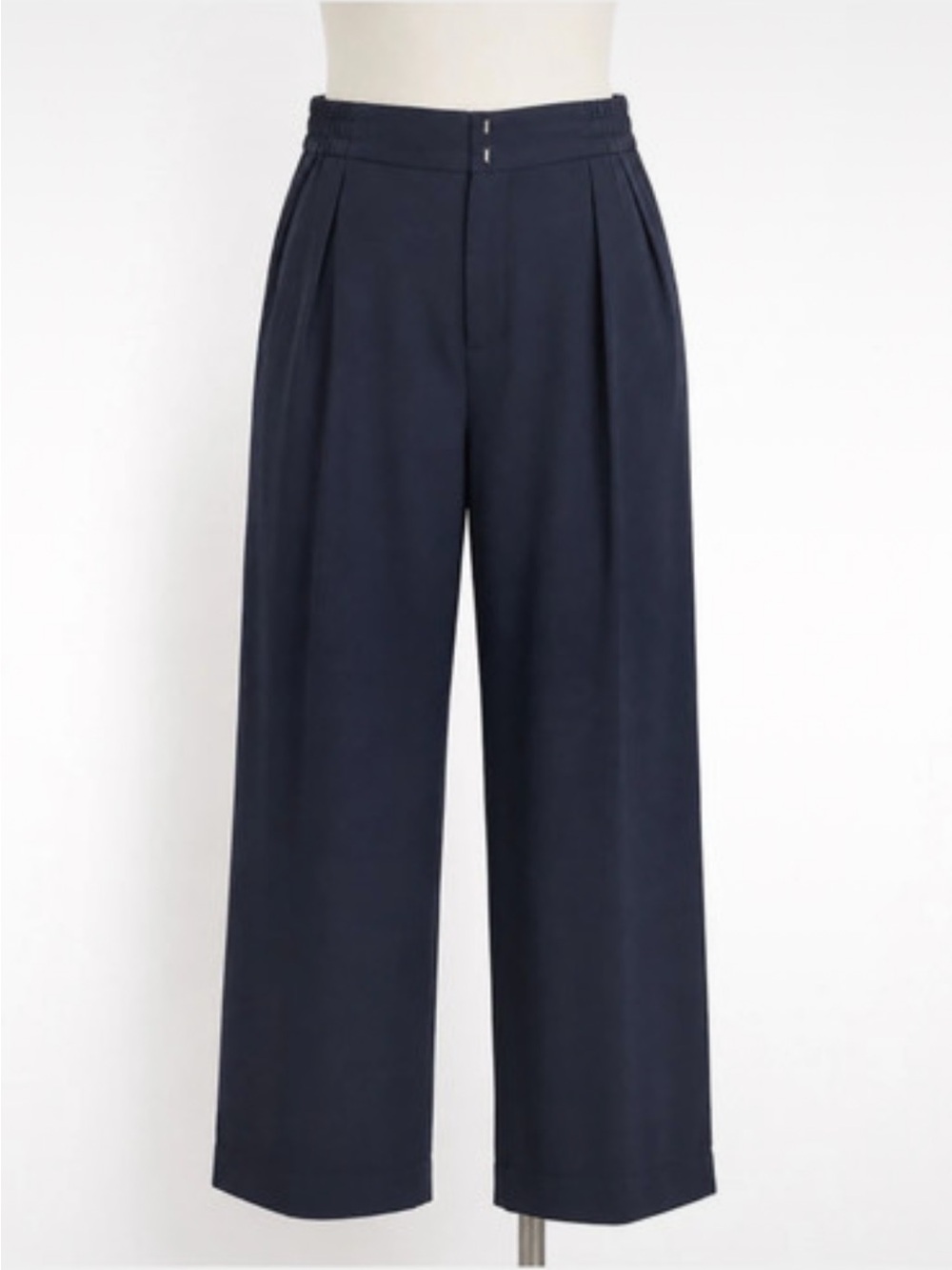 Calvin Klein Wide-Leg Navy Pants - Women's High-Rise Tailored Trousers